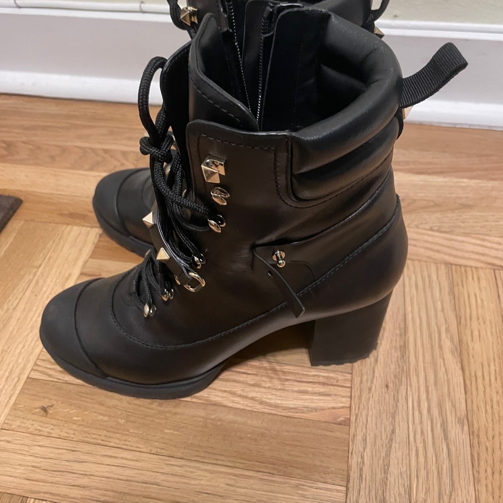 Valentino Black Leather Lace-Up Combat Boots - Picture 8 of 13
